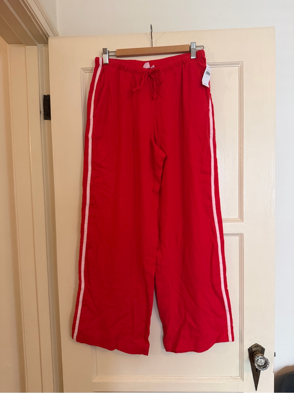 Bnwt Gap Factory Red Linen-Blend Stripe Wide-Leg Pants — image 6 of 8
